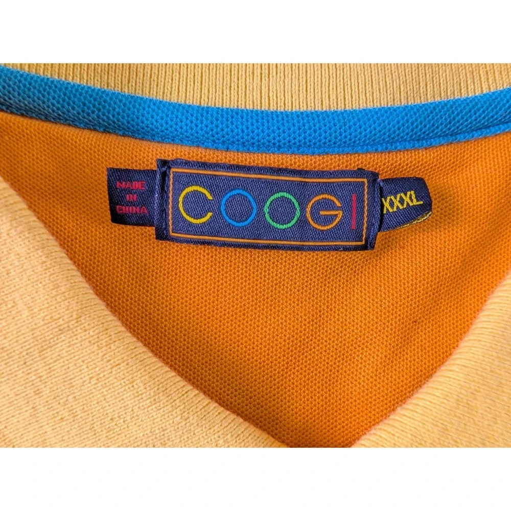 Coogi Mens XXXL Orange Sunset Seagull Graphic Short Sleeve Polo Shirt